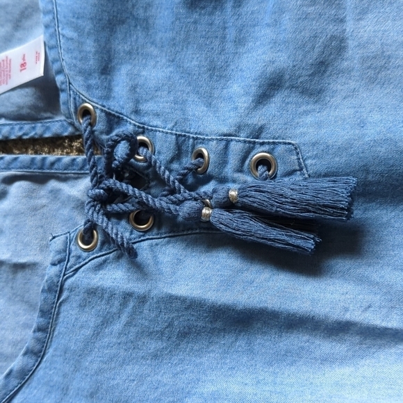 Justice Romper Girls Size 18 Chambray Blue ruffle - Picture 3 of 10